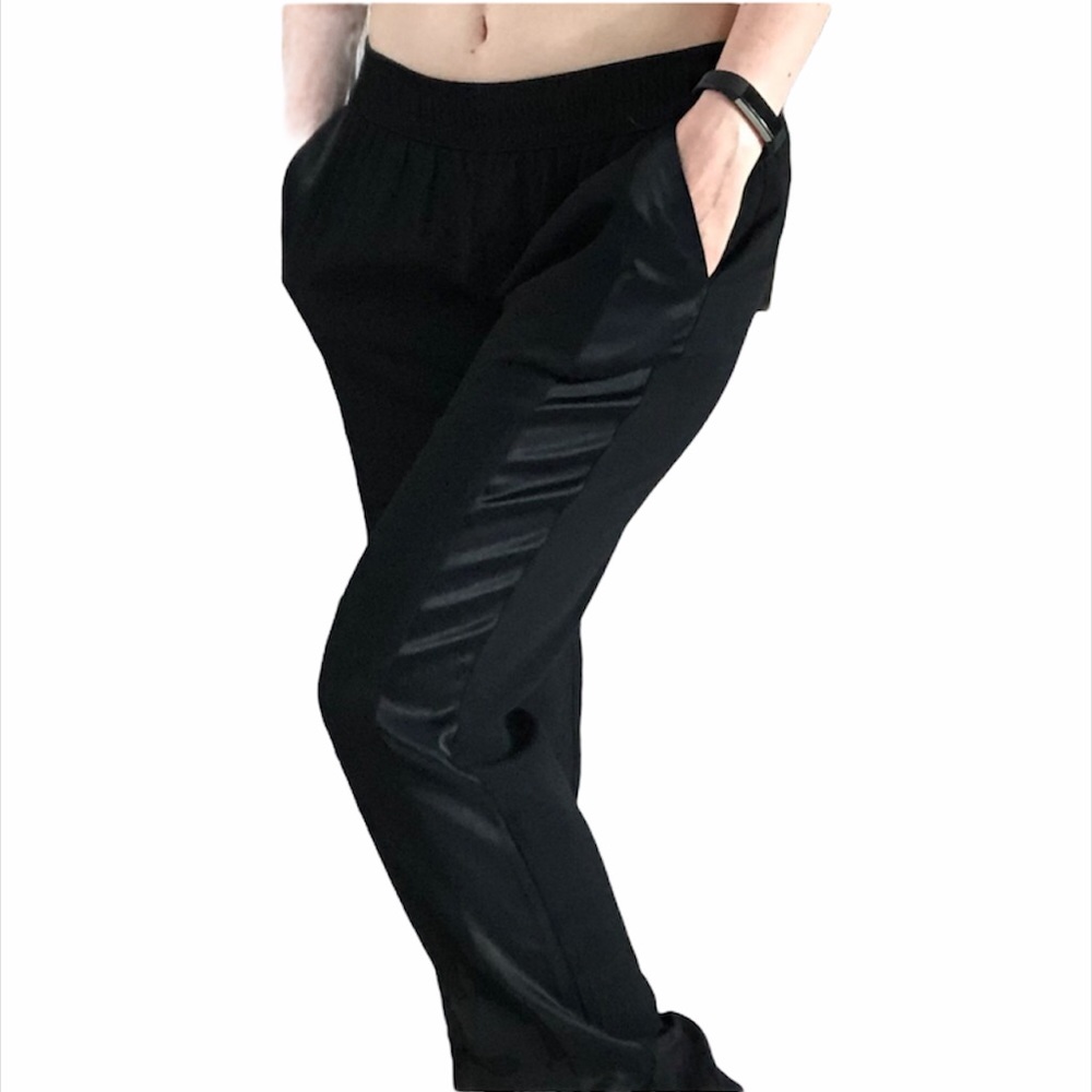 Ecru Black Skinny Tuxedo Stripe Pants
